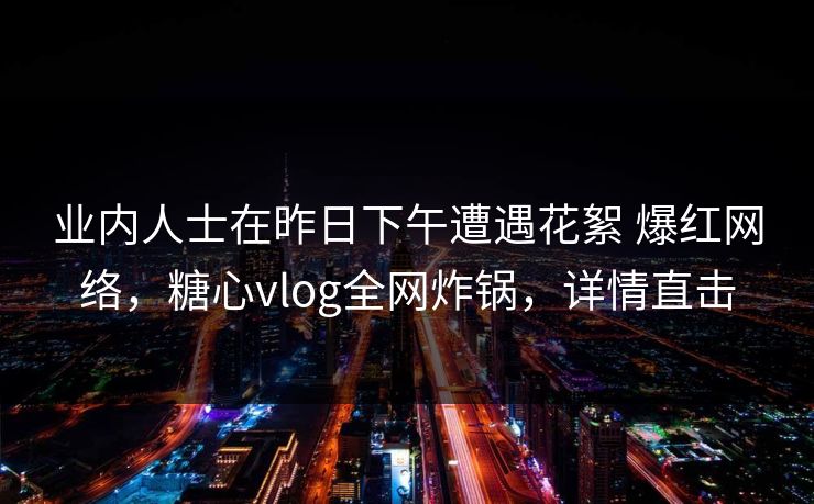 业内人士在昨日下午遭遇花絮 爆红网络，糖心vlog全网炸锅，详情直击