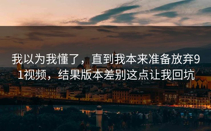 我以为我懂了，直到我本来准备放弃91视频，结果版本差别这点让我回坑